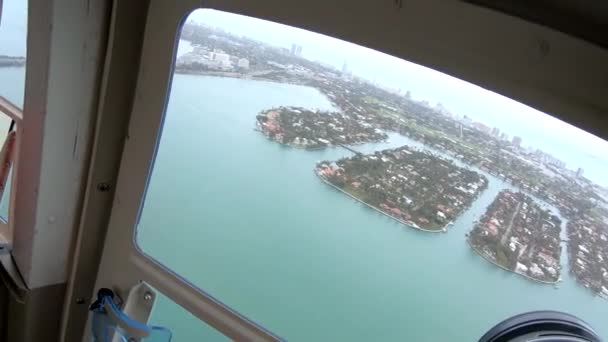 Miami Városkép Helikopter Belsejéből — Stock videók