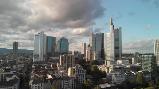 Εναέρια Πλάνα Από Frankfurt Main Skyline — Αρχείο Βίντεο