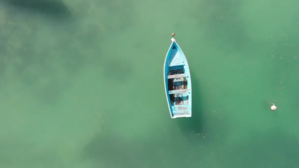 Imágenes Aéreas Aéreas Barcos Flotando Agua Del Océano — Vídeos de Stock