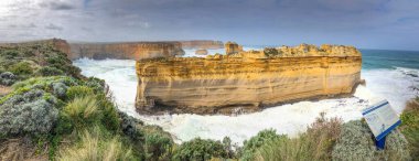 Panoramic aerial view of Great Ocean Road rocks formations, Vict clipart