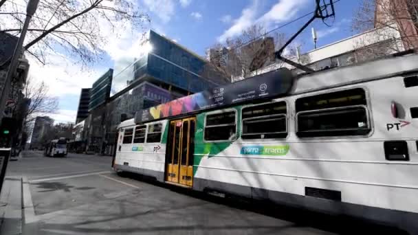 Letecké Záběry Tramvaje Melbourne — Stock video