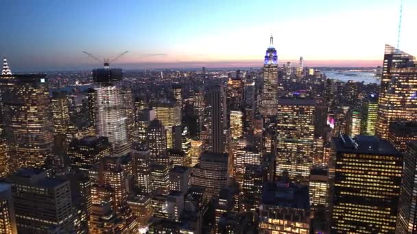 Riprese Aeree Della Città New York Tramonto — Video Stock