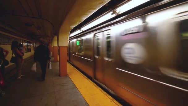 Beelden Van Treinen Die Langs Het Treinstation Van New York — Stockvideo