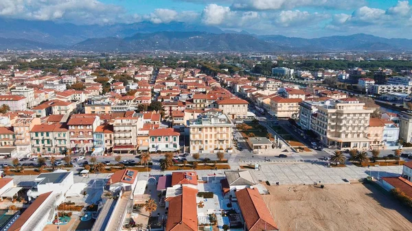 Letecký pohled na Viareggio Ocean Promenade, Toskánsko — Stock fotografie