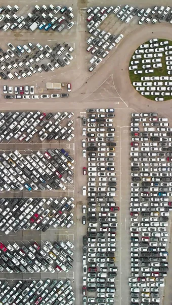 Вид Сверху Вниз Огромные Открытые Автостоянки — стоковое фото