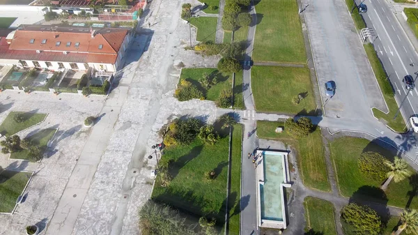 Aerial view of city promenade along the sea — Stock Photo, Image