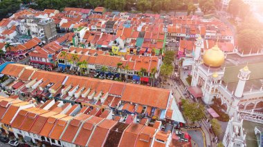 Tarihi Kampong Glam 'daki Singapur Camii' nde Mescid Sultan. Panora