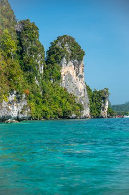 Muhteşem kayalar ünlü Maymun Sahili boyunca, Phi Phi Adası, Tha