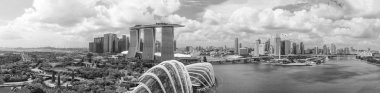 Singapur - 1 Ocak 2020: Singapur 'un panoramik hava manzarası