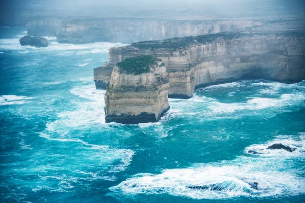 Helicopter aerial view of Great Ocean Road during a storm - Port — 스톡 사진