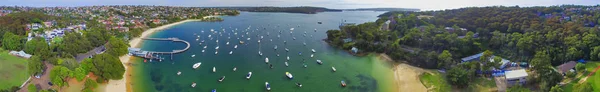 Aerial panoramic view from drone of a small city port — Stock Photo, Image