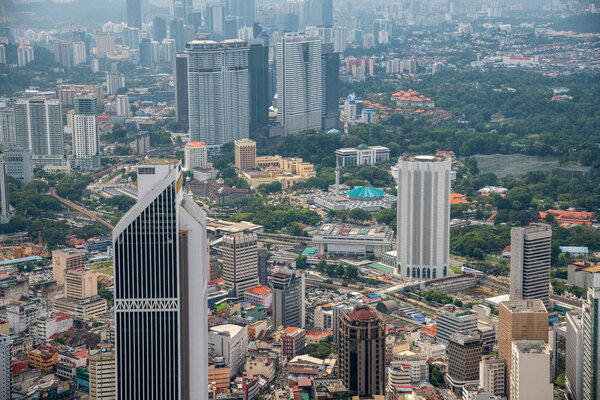 Kuala Lumpur aerial skyline on a beautiful morning.