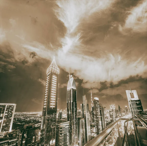 Amazing aerial view of Downtown Dubai skyline from Sheikh Zayed — Stock Photo, Image