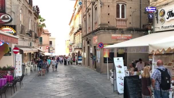 Bilder Turister Som Vandrar Tropea Street Italien — Stockvideo