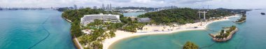 Sentosa Island Siloso Beach aerial view in Singapore, Asia clipart
