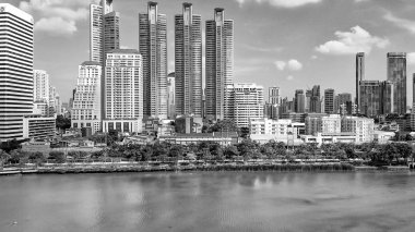 Bangkok silueti, Tayland. Be 'den şehir binalarının havadan görüntüsü