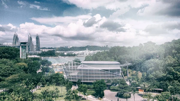 SINGAPUR - JANUARIA 2020: Vista aérea de la playa de Sentosa desde el — Foto de Stock