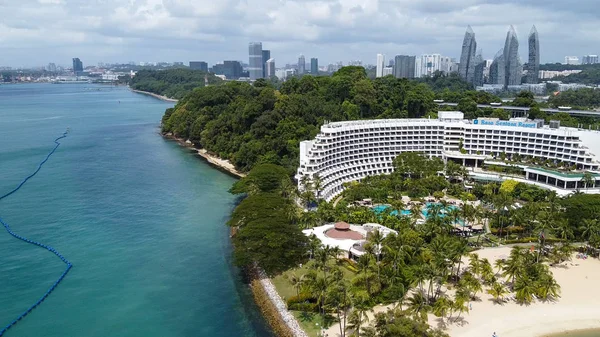 SINGAPORE - GENNAIO 2020: Vista aerea di Sentosa Beach dalla — Foto Stock