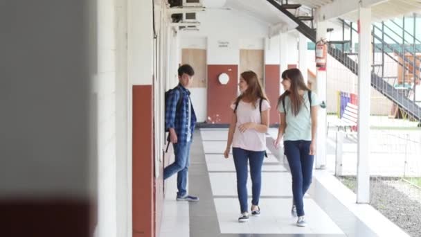 Lisenin Koridorunda Yürüyen Öğrencilerin Görüntüleri — Stok video