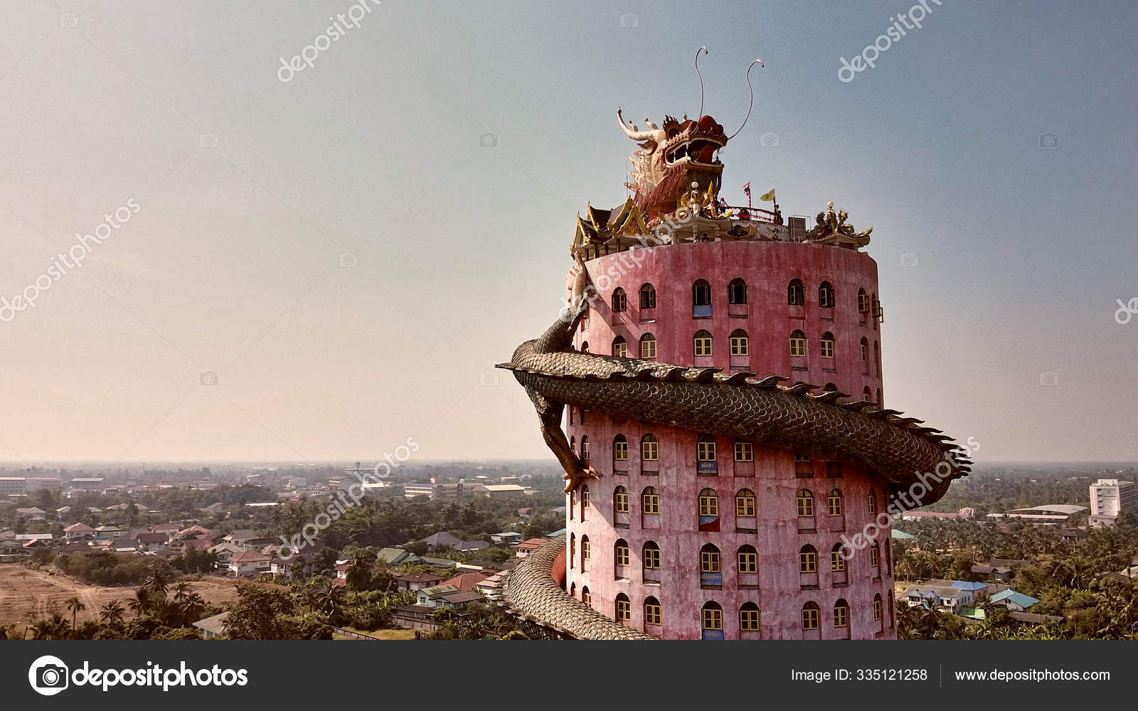 Wat Samphran Dragon Temple Near Bangkok Thailand Aerial Panora Stock Photo By C Jovannig