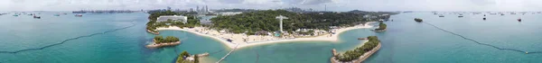 Siloso Beach Panorama-Luftaufnahme, Sentosa, Singapur — Stockfoto