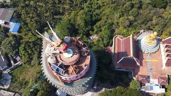 Wat Samphran Dragon Temple cerca de Bangkok, Tailandia. Panora aérea —  Fotos de Stock