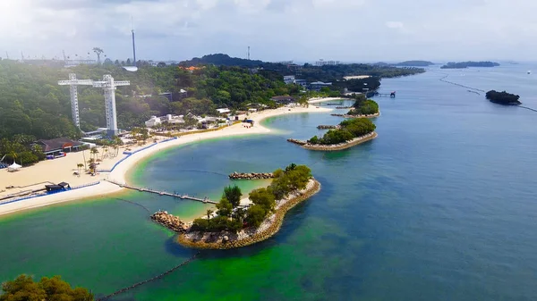 Singapur, Sentosa Adası 'ndaki Siloso Sahili' nin havadan görünüşü — Stok fotoğraf