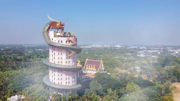 Wat Samphran Dragon Temple cerca de Bangkok, Tailandia. Panora aérea — Foto de Stock