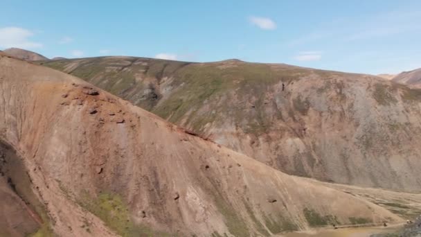 Paisagem Incrível Landmannalaugar Magníficas Terras Altas Temporada Verão Vista Aérea — Vídeo de Stock