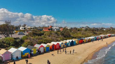 BRIGHTON BEACH, AUSTRALYA - Eylül 2018: Brigh 'in Hava Görüntüsü