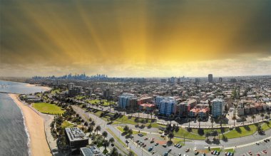 St Kilda hava manzarası, Victoria, Avustralya