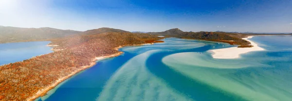 Whitehaven Beach od dronu, úžasný letecký výhled při západu slunce, Quee — Stock fotografie