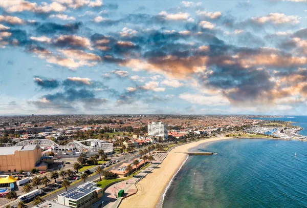 Vista aérea da costa de St Kilda, Austrália — Fotografia de Stock