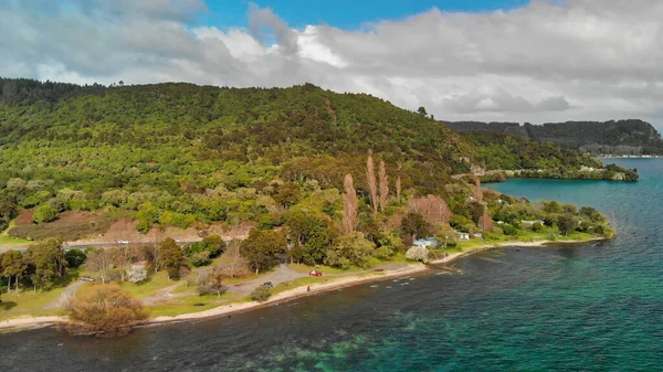 Paisaje del Lago Taupo en Nueva Zelanda, vista aérea panorámica — Foto de Stock