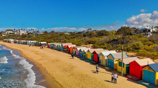 Vista aérea de Brighton Beach Colourful Huts, Victoria, Australi —  Fotos de Stock