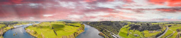 Nya Zeeland Landsbygdsutsikt vid solnedgången — Stockfoto