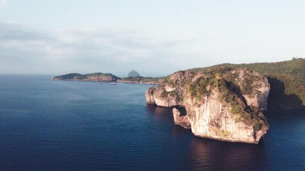 Malerische Luftaufnahmen Der Schönen Küste Sonnigen Tag — Stockvideo