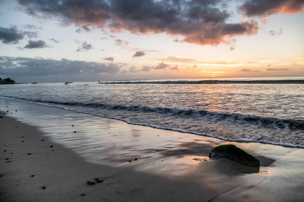 Bonito Pôr Sol Longo Praia Africana — Fotografia de Stock