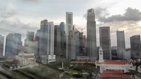 Singapore January 2020 Aerial View City Skyline City Park — 图库照片