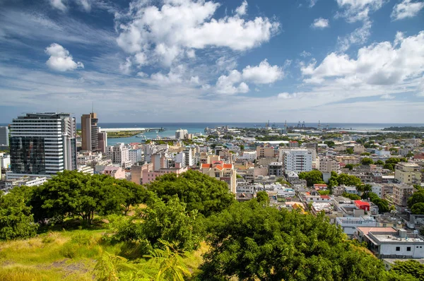 Vista Aérea Del Horizonte Port Louis Desde Colina Ciudad — Foto de Stock