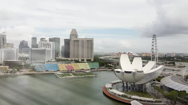 Singapur January 2020 Vista Aérea Del Horizonte Ciudad Zona Marina — Foto de Stock