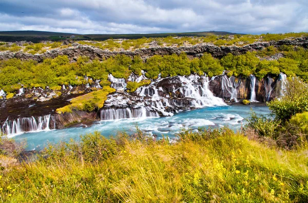 Hraunfossar Serie Vattenfall Island — Stockfoto