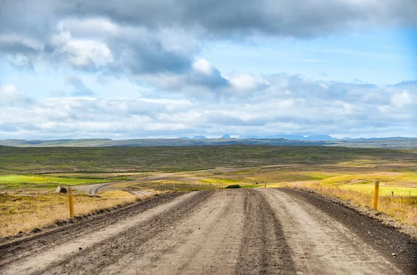 Cenário Paisagístico Bonito Com Céu Dramático Longo Estrada Circular Rota — Fotografia de Stock