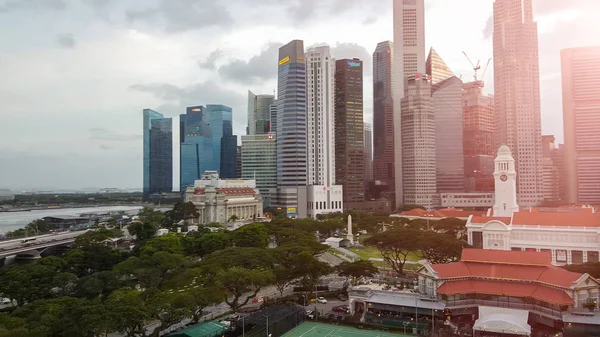 Singapore January 2020 Aerial View City Skyline City Park — 图库照片