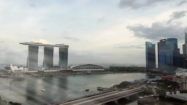 Singapore Styczeń 2020 Widok Lotu Ptaka Panoramę Miasta Zatokę Marina — Zdjęcie stockowe