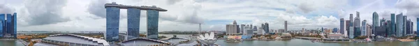 Vista Panorámica Del Horizonte Singapur Atardecer — Foto de Stock