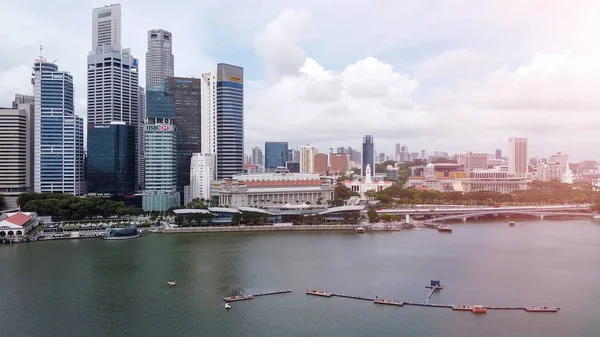 Singapore January 2020 Aerial View City Buildings Marina Bay Area — Stock Photo, Image