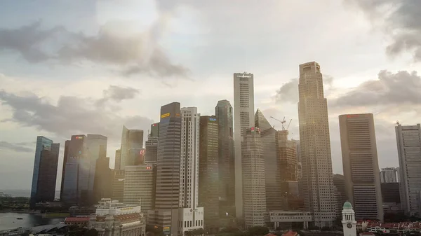 Singapore January 2020 Aerial View City Skyline Marina Bay Area — Stock Photo, Image