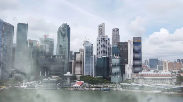 Singapore January 2020 Aerial View City Buildings Marina Bay Area — Stock Photo, Image