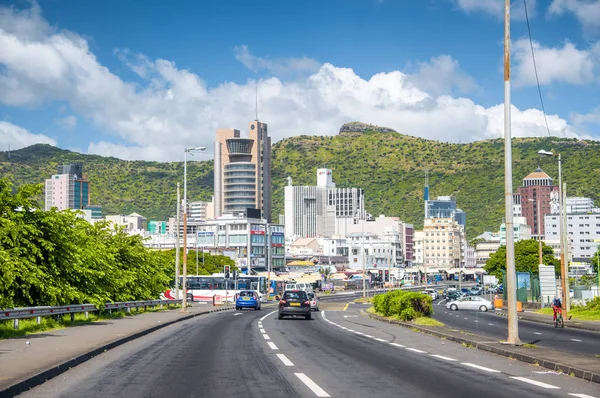 Port Louis Mauritius April 2019 Tráfego Urbano Com Prédios Bela — Fotografia de Stock